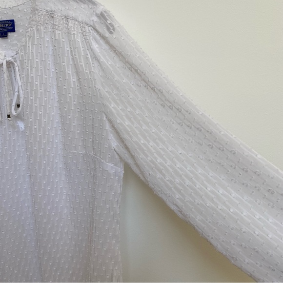 Pendleton White Swiss Dot Sheer Pullover‎ Blouse - Picture 3 of 8